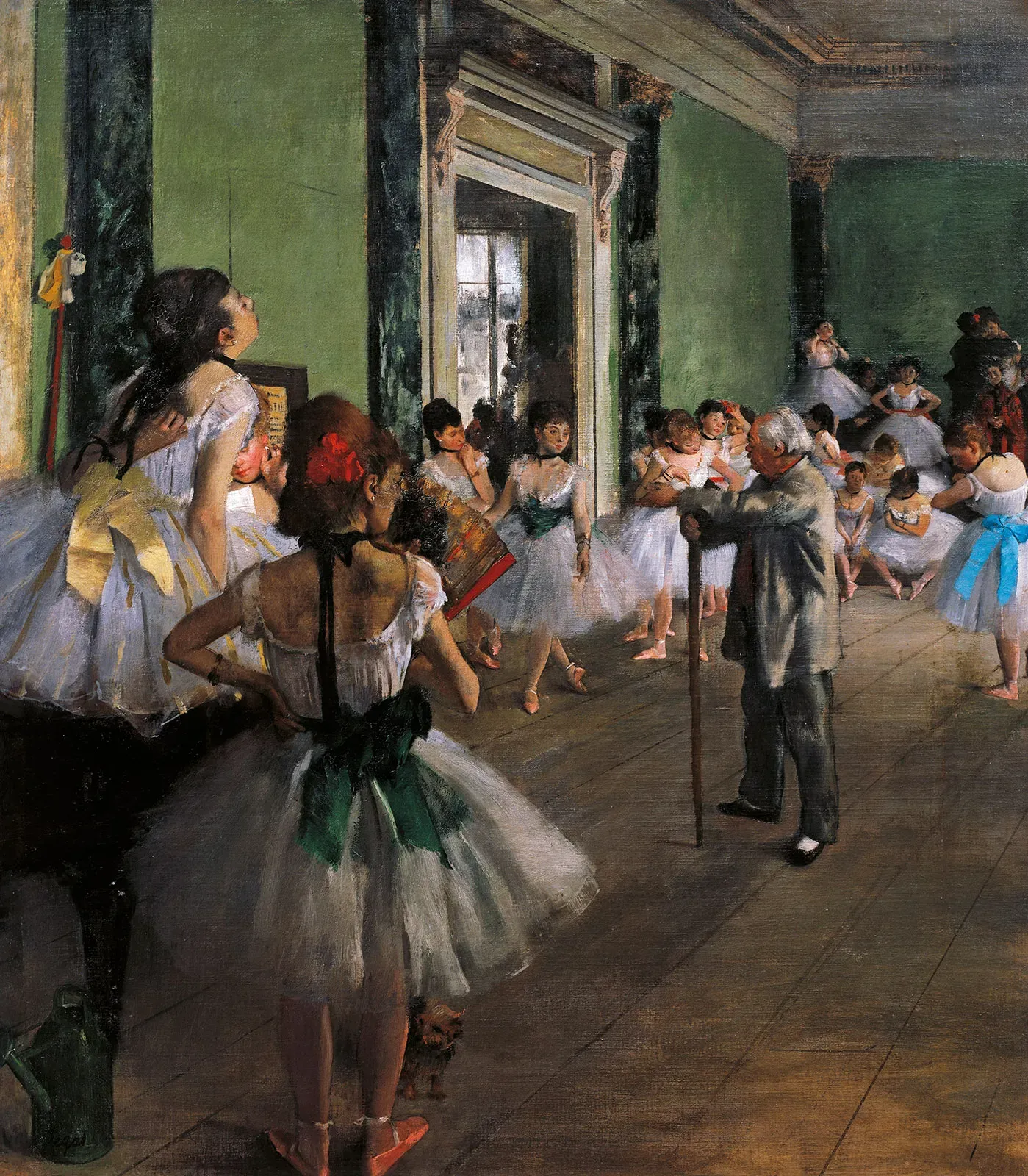 Degas’s dance class painting in a softly lit gallery